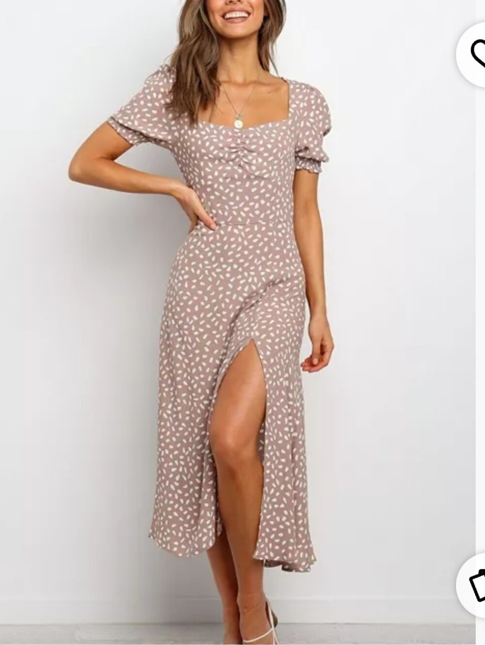 PETAL + PUP FRANKLIN MOCHA  MIDI DRESS SWEETHEART NECK SHORT SLEEVES NWT SZ 10